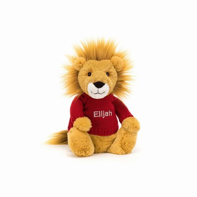 Jellycat Bashful Lion with Red Jumper UK | 43976LVAQ